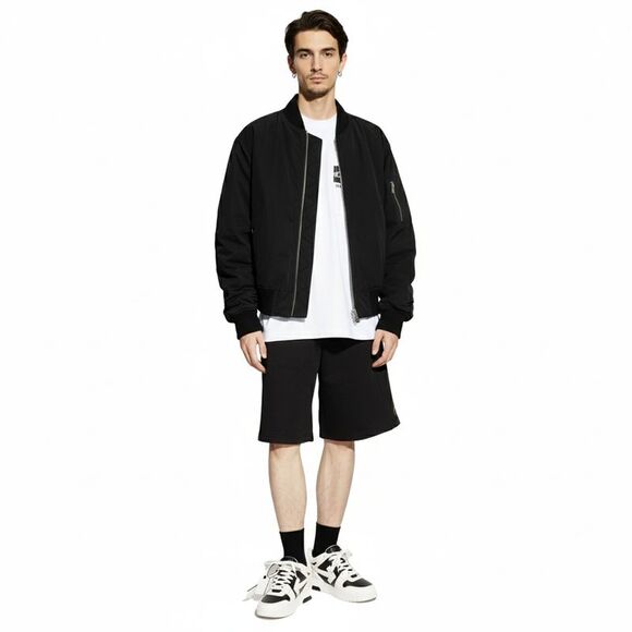Versace Jeans Couture Black Foil Signature Sweatpant Shorts